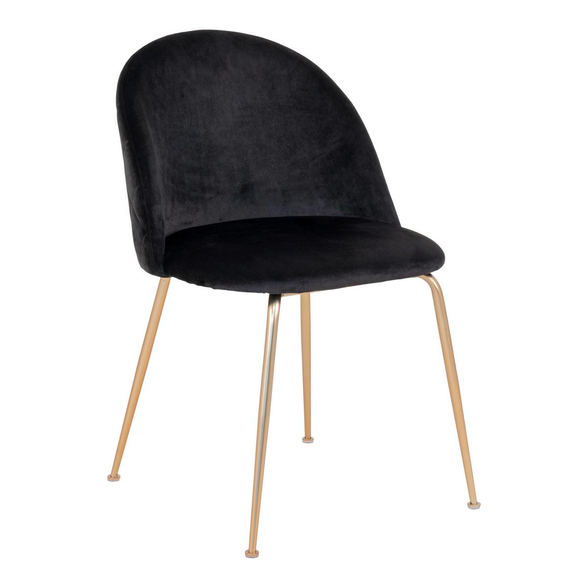 Stuhl-Set Geneve Schwarz B: 51 cm - Messingfarben/Schwarz, MODERN, Textil/Metall (51/78/56cm) - MID.YOU