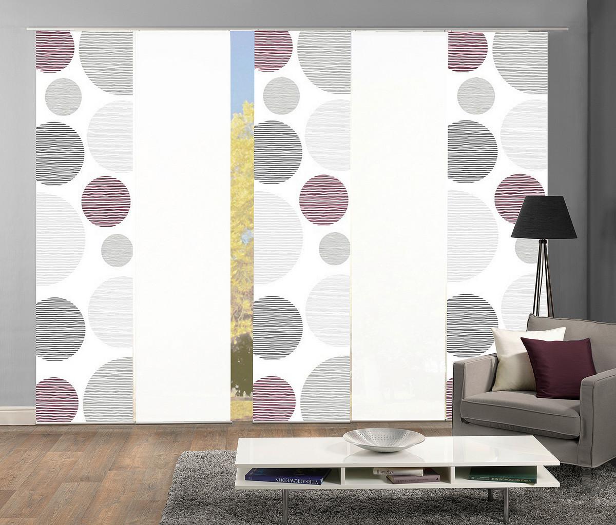 Flächenvorhang 5er Set Borden - Bordeaux, Design, Textil (60/245cm) - Schmidt W. Gmbh