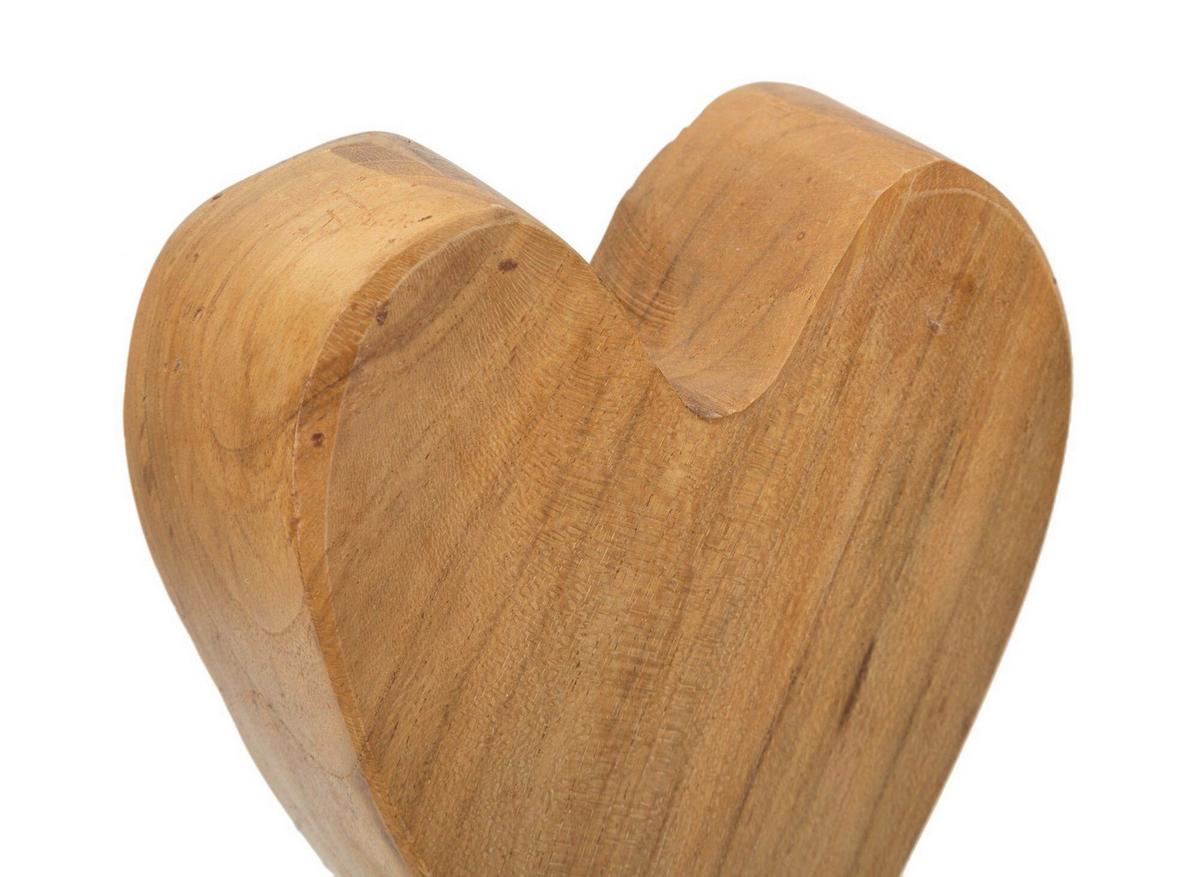 Skulptur Heart Teak Braun, B: 10 cm - Braun, Basics, Holz (10/25/10cm)