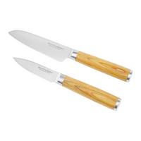 Messerset Aleyna 2 -Teilig. Crv-Stahl Klinge ca. 19,7 cm - Silberfarben/Braun, MODERN, Metall - Echtwerk