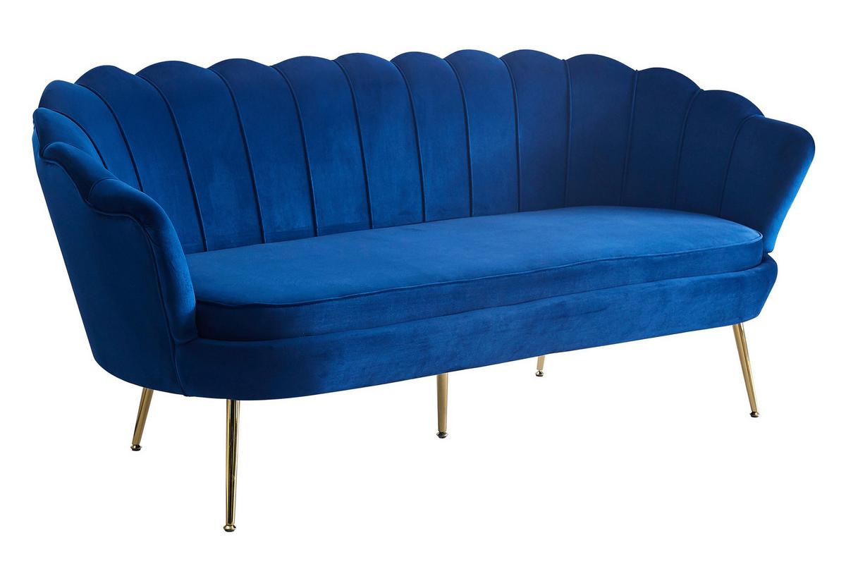 3-sitzer-sofa Dunkelblau B: 180 Cm - Goldfarben/Dunkelblau, MODERN, Textil (180/78/76cm) - Livetastic