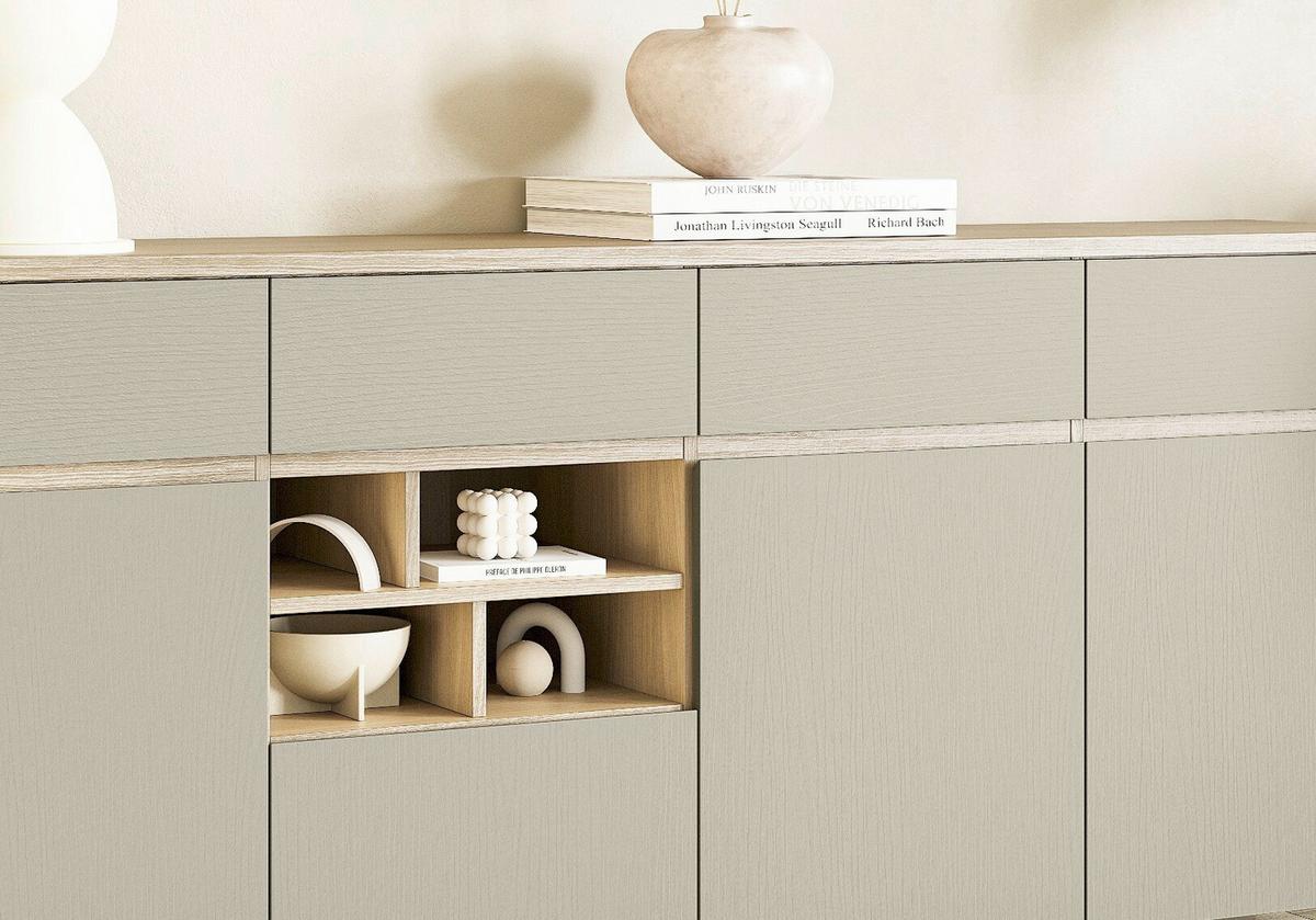 Sideboard Stranda Eukalyptus/Holzfarben - Eichefarben/Eukalyptusholzfarben, Design, Holzwerkstoff (193/85/39cm) - MID.YOU
