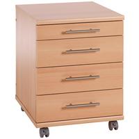 Rollcontainer Buche Dekor Serie 500 41,6x56,9x50 cm - Buchefarben, Basics, Holzwerkstoff/Kunststoff (41,6/56,9/50cm) - MID.YOU