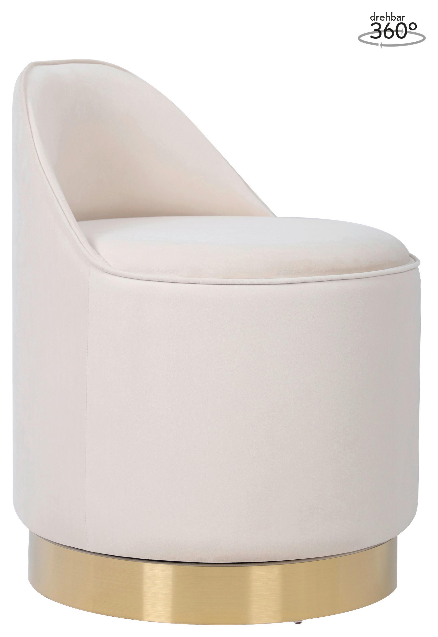 Drehhocker Vilktor 125 Beige D: 52 Cm - Beige/Goldfarben, Design, Textil/Metall (52/68cm) - Kayoom