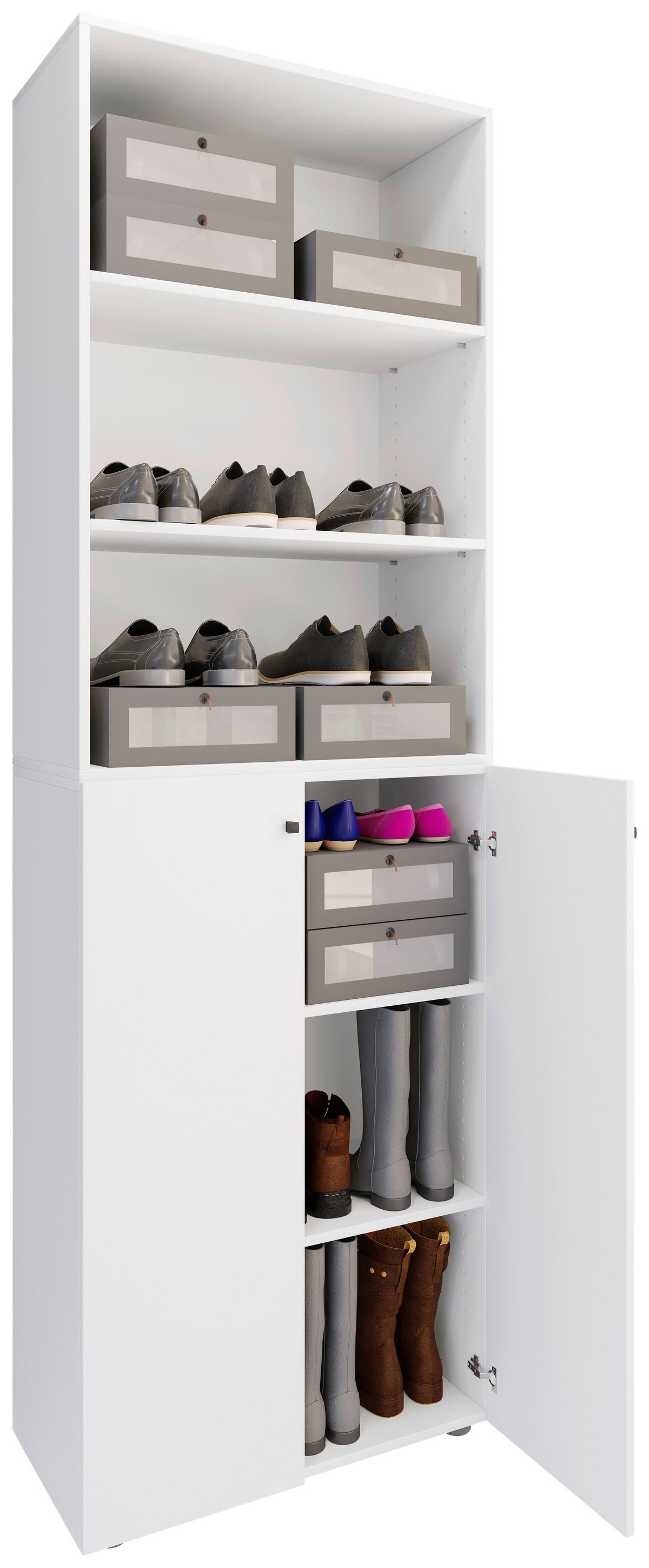 Schuhschrank Lona Weiß B: 70 cm - Schwarz/Weiß, Design, Holzwerkstoff (70/220/40cm) - MID.YOU