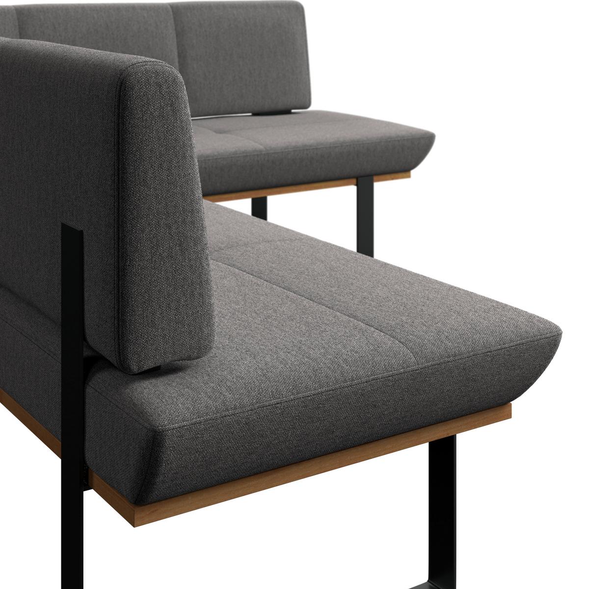 Eckbank Tristan Webstoff grau, S:245x175cm - Schwarz/Grau, MODERN, Holz/Textil (245/175cm) - James Wood