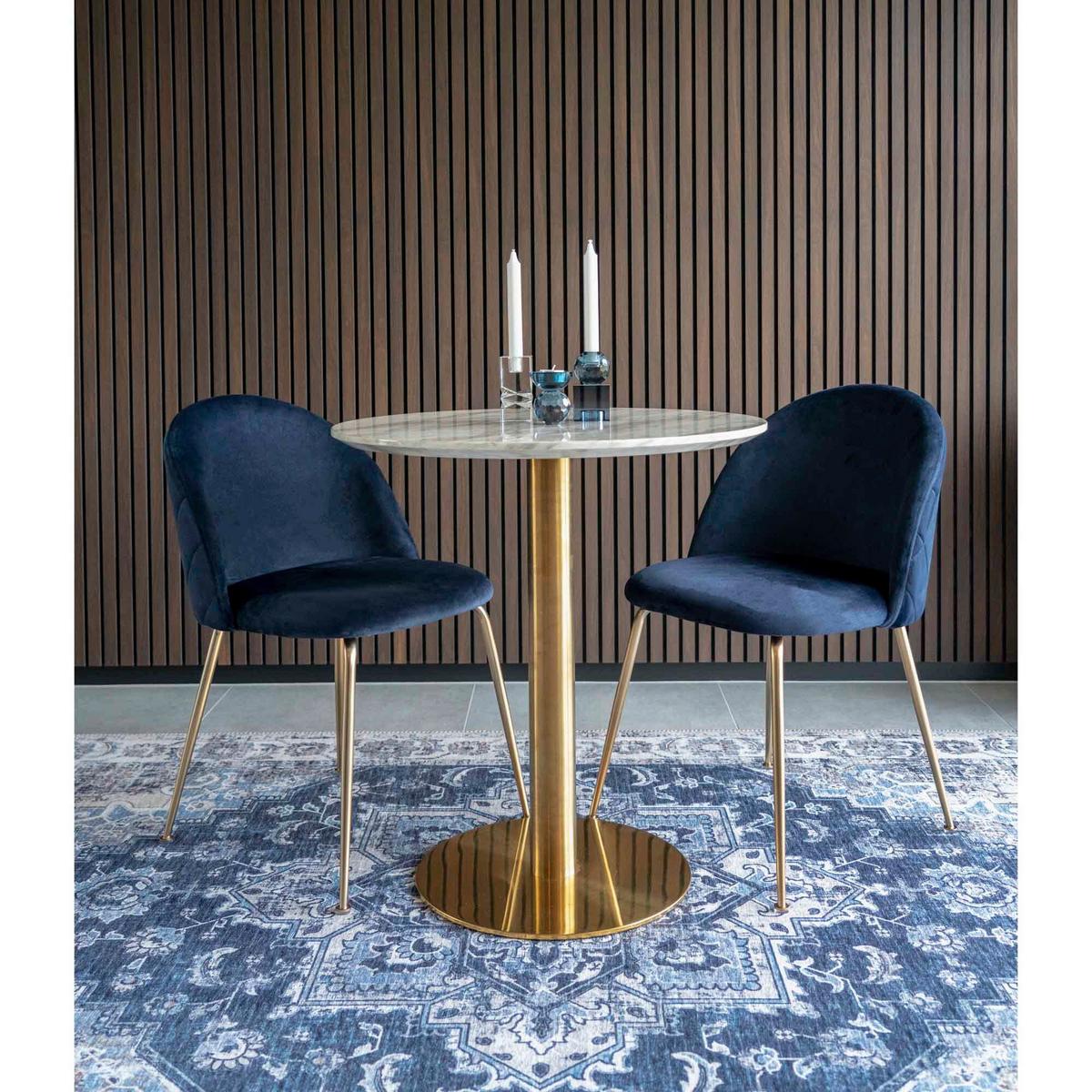 Stuhl-Set Geneve Blau B: 51 cm - Blau/Messingfarben, MODERN, Textil/Metall (51/78/56cm) - MID.YOU