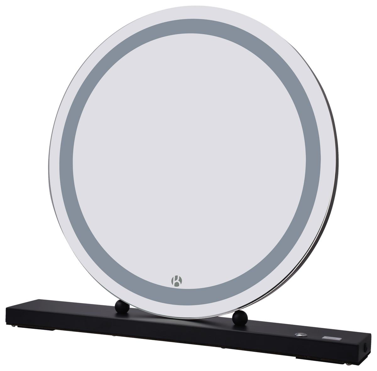 Wandspiegel Led Schwarz B: 53 Cm - Schwarz, Basics, Glas/Holzwerkstoff (53/10/60cm) - Kayoom