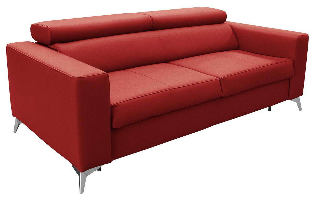Schlafsofa Mondo, Rot B: 206 cm - Silberfarben/Rot, Design, Leder/Textil (206/95/101cm) - Livetastic
