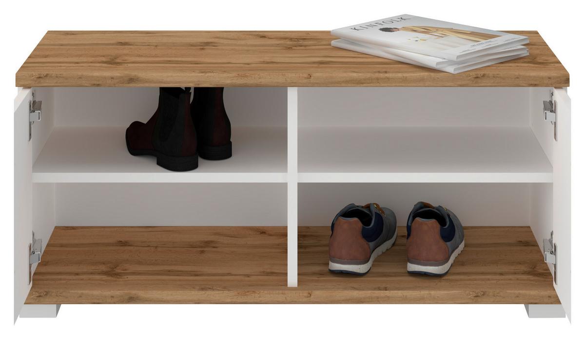 Garderobe Hola Weiß/eiche Wotan B: 230 Cm - Eiche Wotan/Weiß, Trend, Glas/Holzwerkstoff (230/198,5/33,5cm)