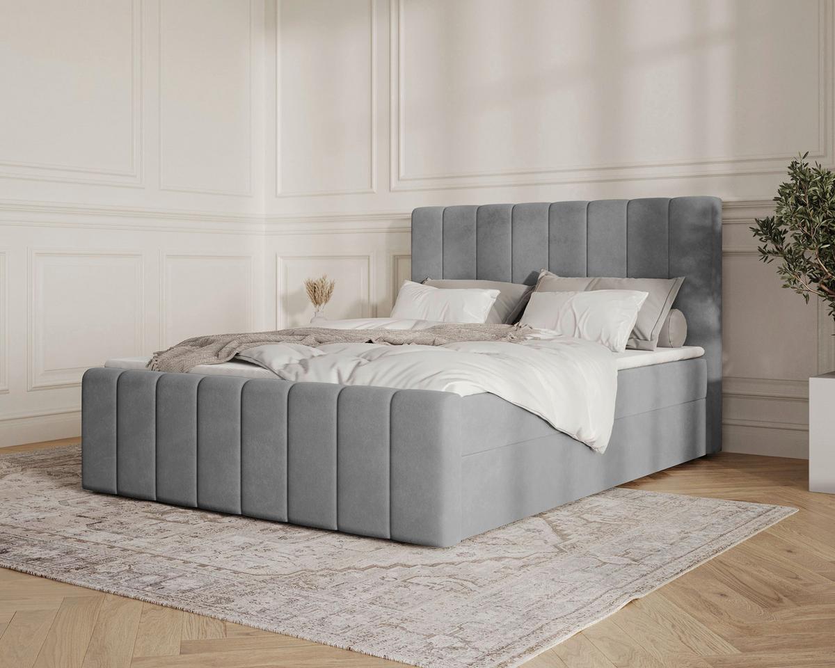 BOXBETT Lila Graphitfaren 160x200cm - Graphitfarben/Schwarz, MODERN, Holz/Kunststoff (160/200cm) - MID.YOU