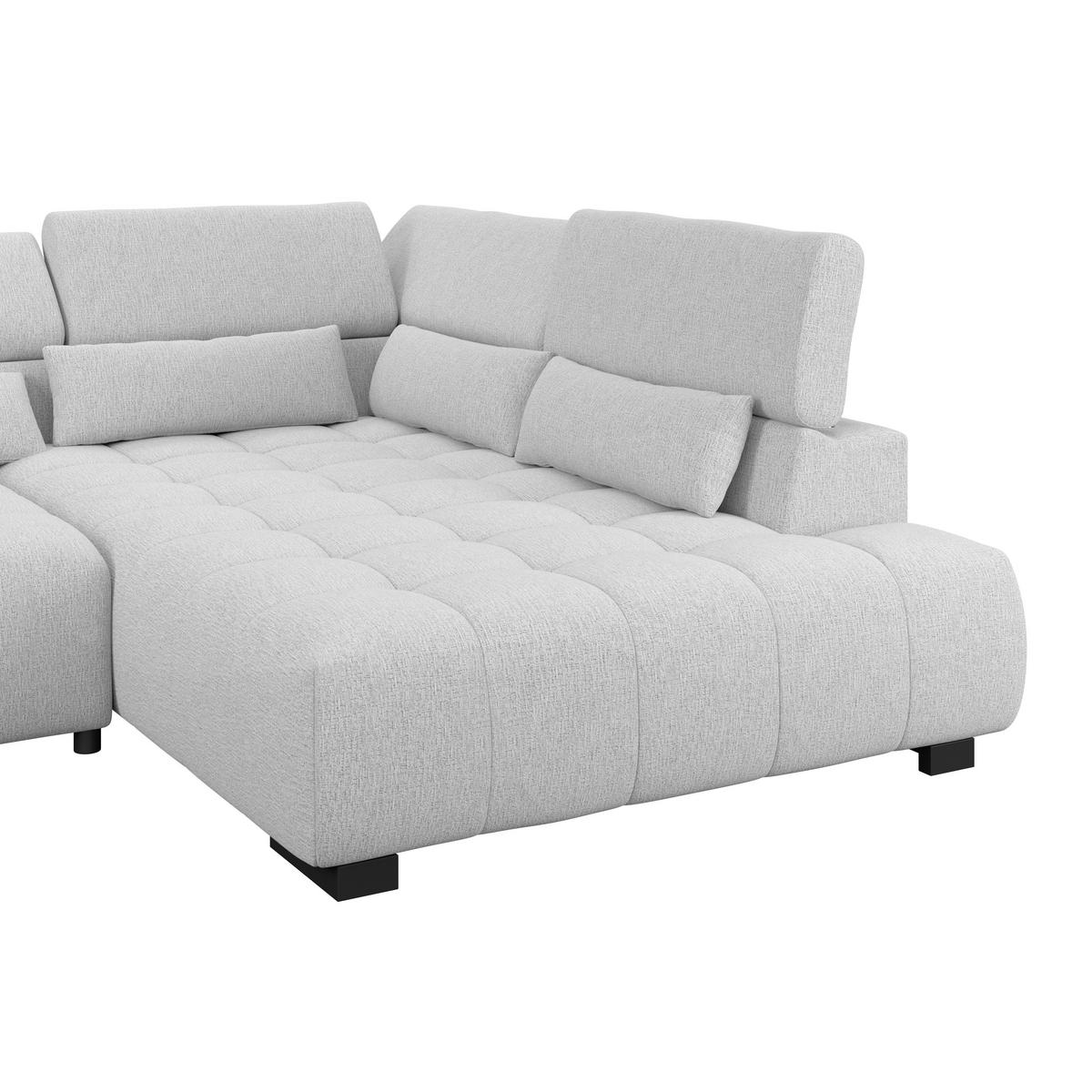 Ecksofa Matera Hellgrau S: 311x226cm - Hellgrau/Schwarz, Trend, Textil (311/226cm)