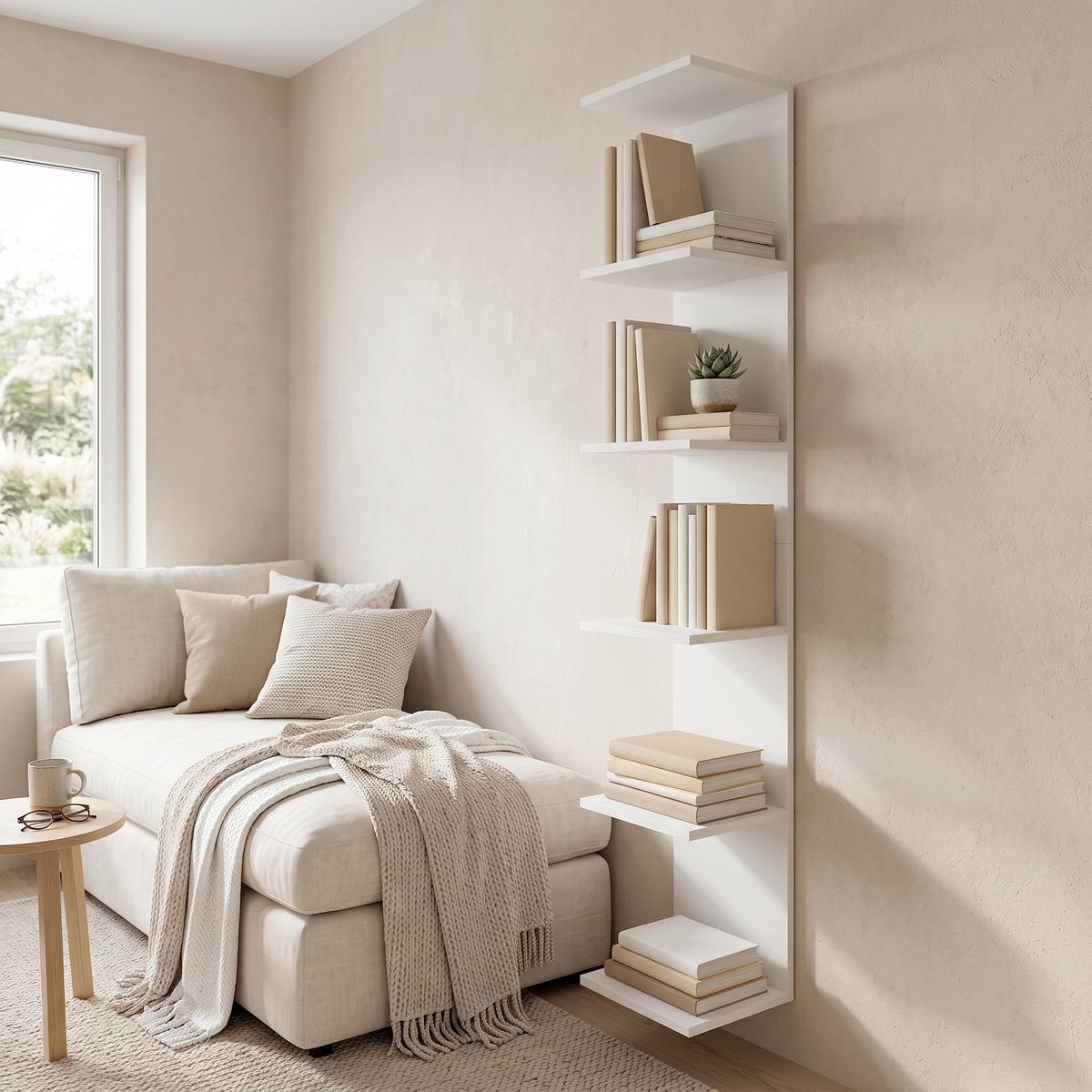 Regál Lazas š: 35 cm, bílý - bílá, Moderní, kompozitní dřevo (35/180/30cm) - MID.YOU
