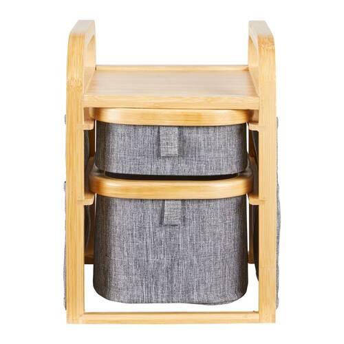 Úložný regál ALEYNA tmavosivý - tmavosivá, Modern, drevo/textil (24/18,8/25,5cm) - Bessagi Home