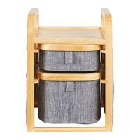 Úložný regál ALEYNA tmavosivý - tmavosivá, Modern, drevo/textil (24/18,8/25,5cm) - Bessagi Home