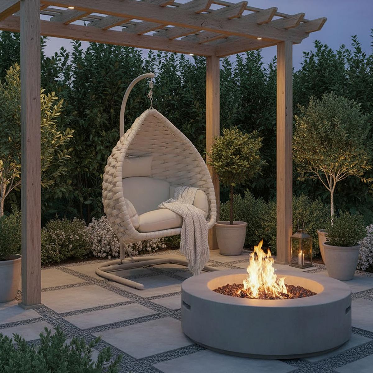 ZÁVĚSNÉ KŘESLO SASA - krémová, Moderní, kov/textil (115/200/118cm) - Bessagi Garden