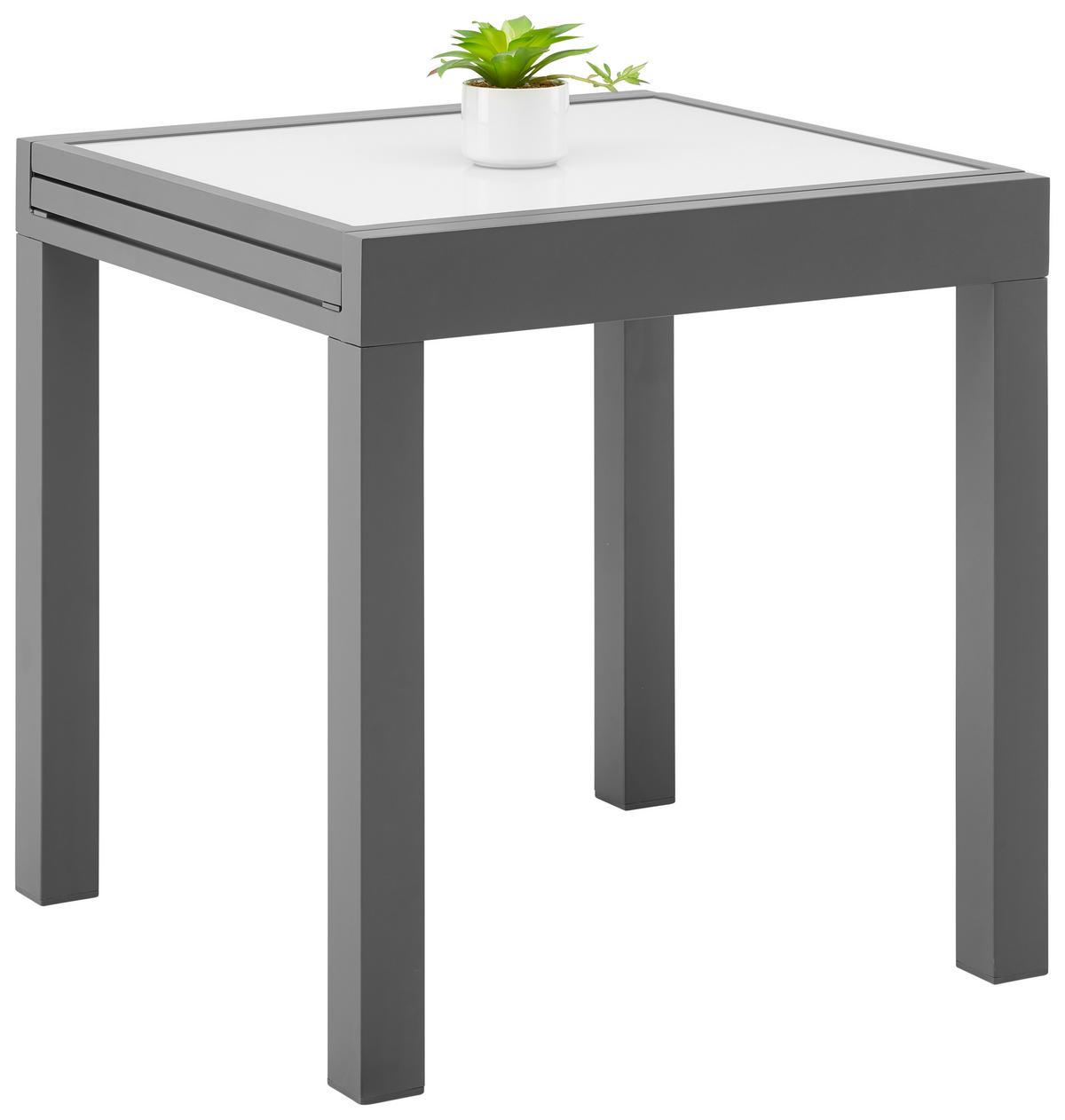 ZAHRADNÍ STŮL ATLANTA 1 - bílá/antracitová, Moderní, kov/sklo (70-140/75/70cm) - Modern Living