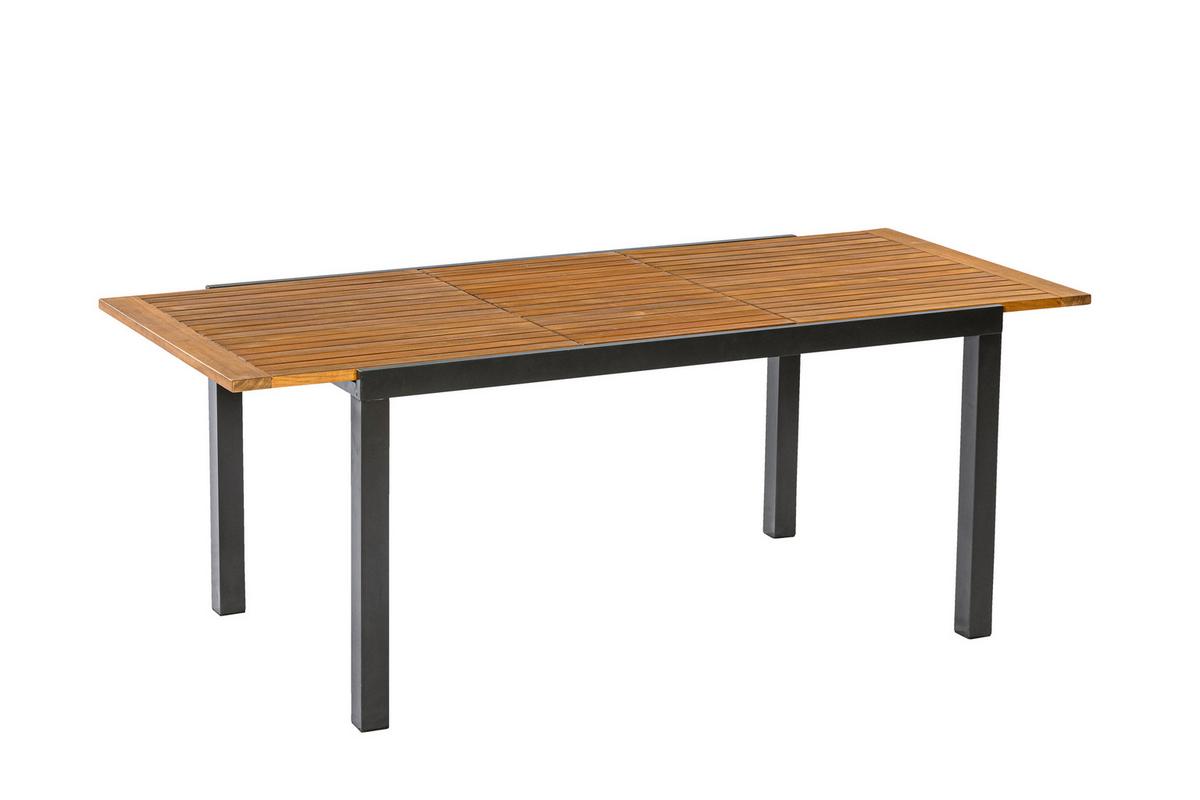 Gartentischgruppe 7-teilig. Set - Graphitfarben/Naturfarben, KONVENTIONELL, Holz/Kunststoff - Gardenson