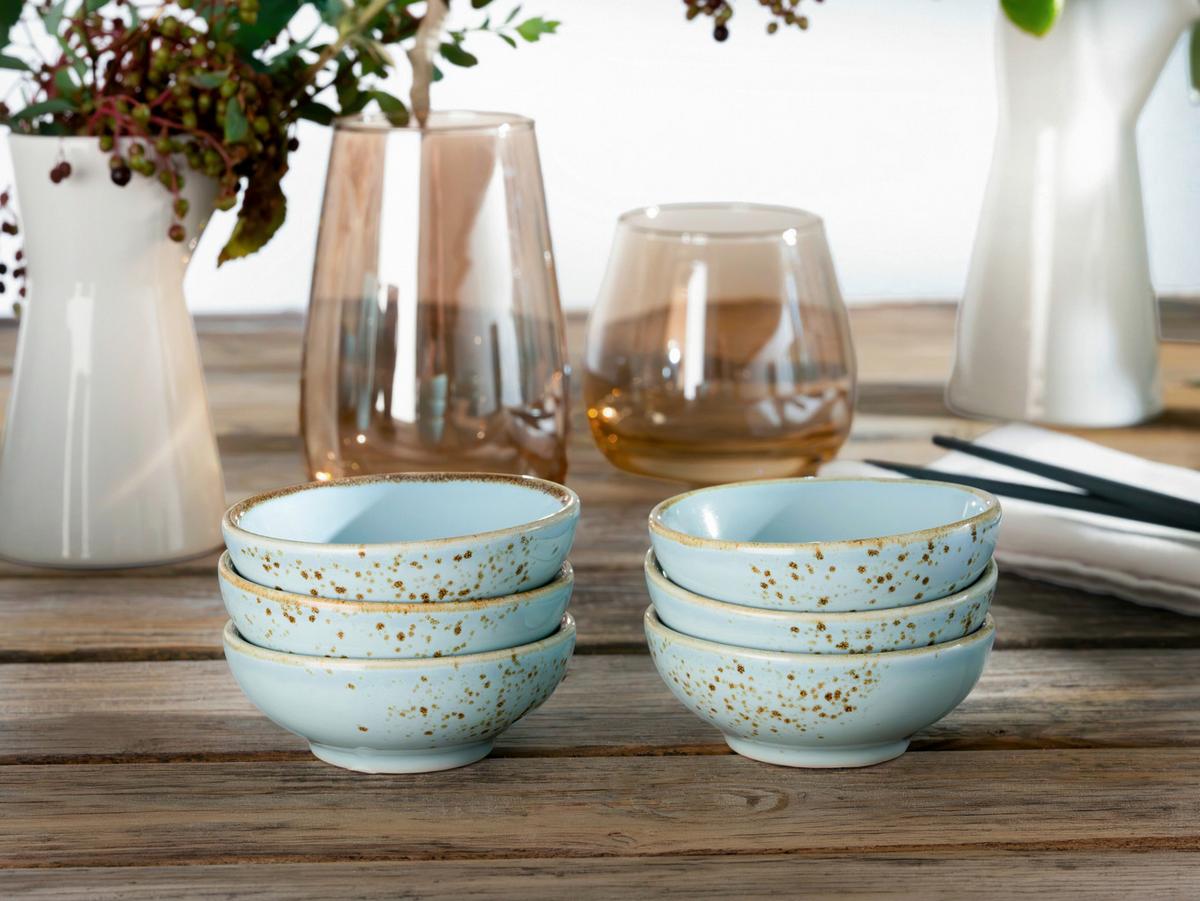 SADA MISEK NA OMÁČKU NATURE COLLECTION - pastelově modrá, Trend, keramika (8cm) - Creatable