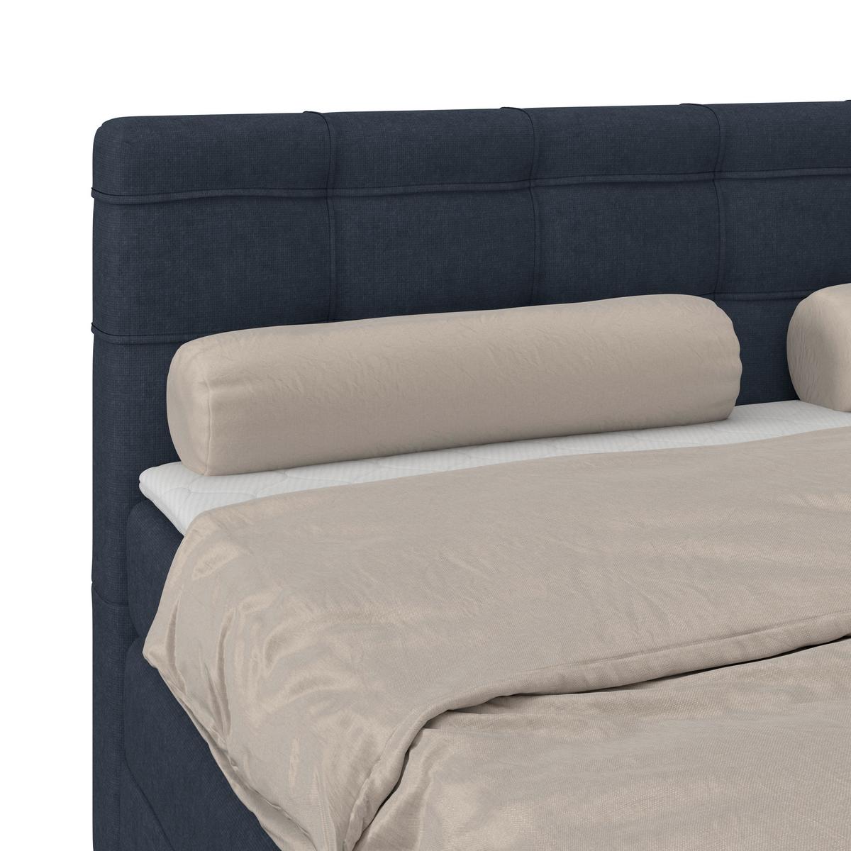 Boxspringbett MITTO Dunkelblau 200x200 cm - Schwarz/Dunkelblau, KONVENTIONELL, Textil/Metall (200/200cm)