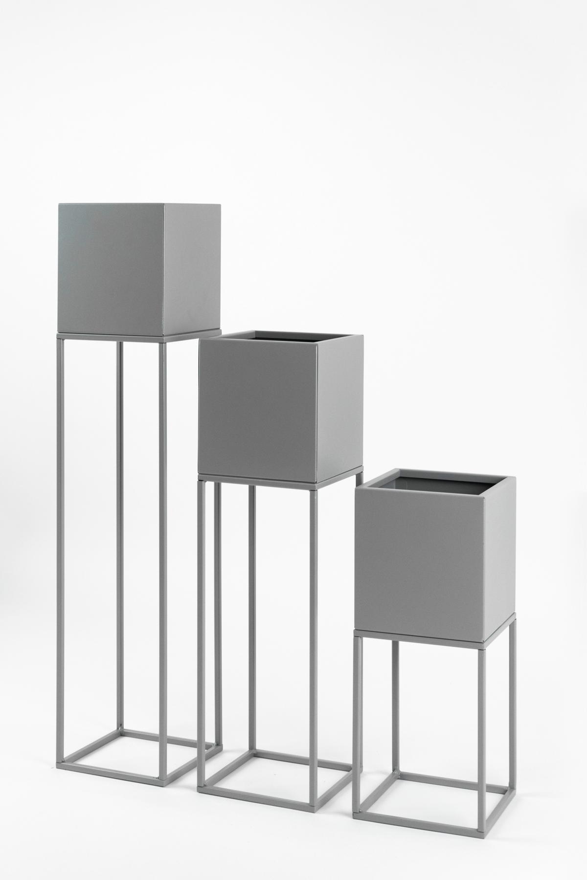 Blumenständer Metall Silber Bxhxt: 19x67x19 Cm - Silberfarben, Basics, Metall (19/67/19cm)