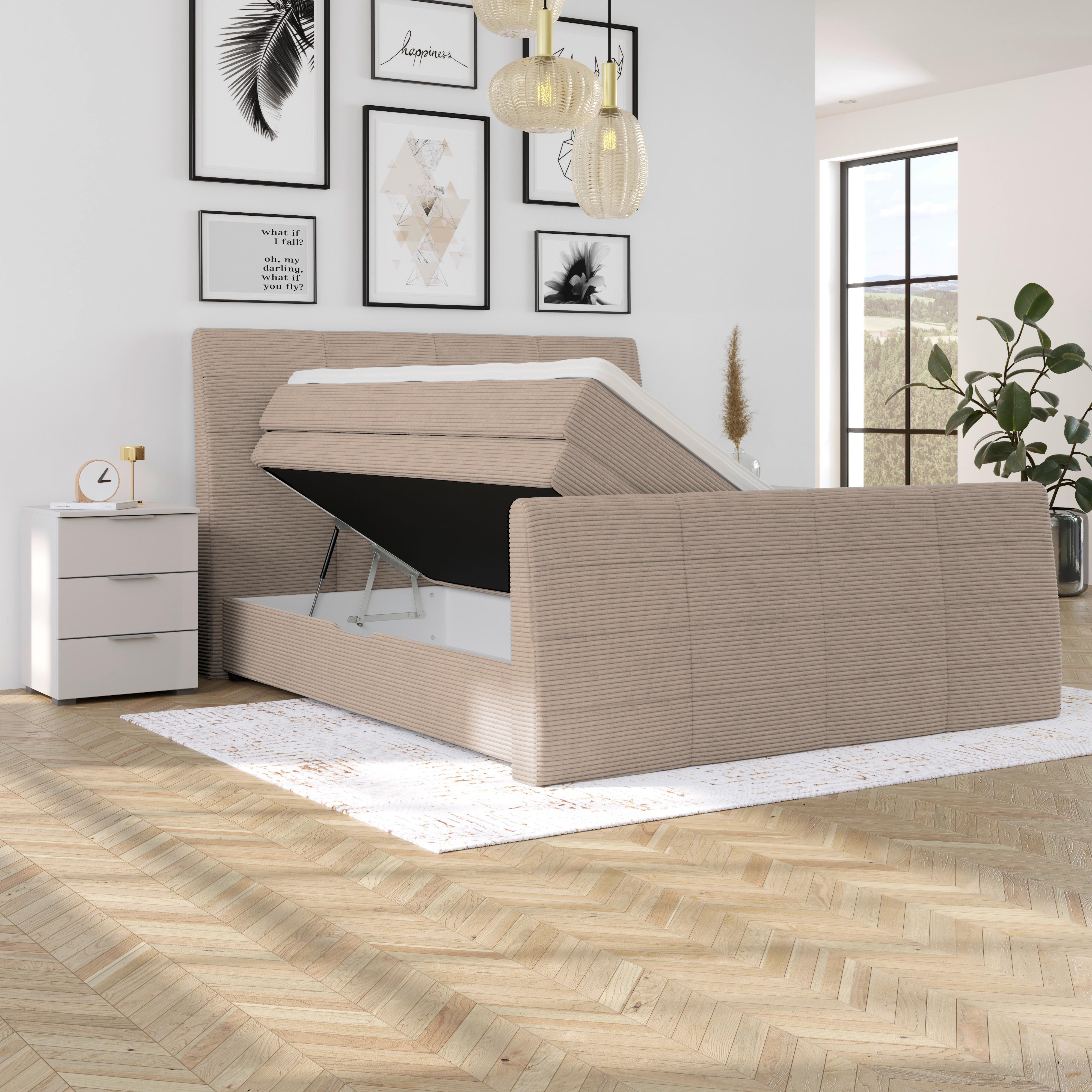 Boxspringbett Libra - Schwarz/Braun, KONVENTIONELL, Textil (160/200cm)