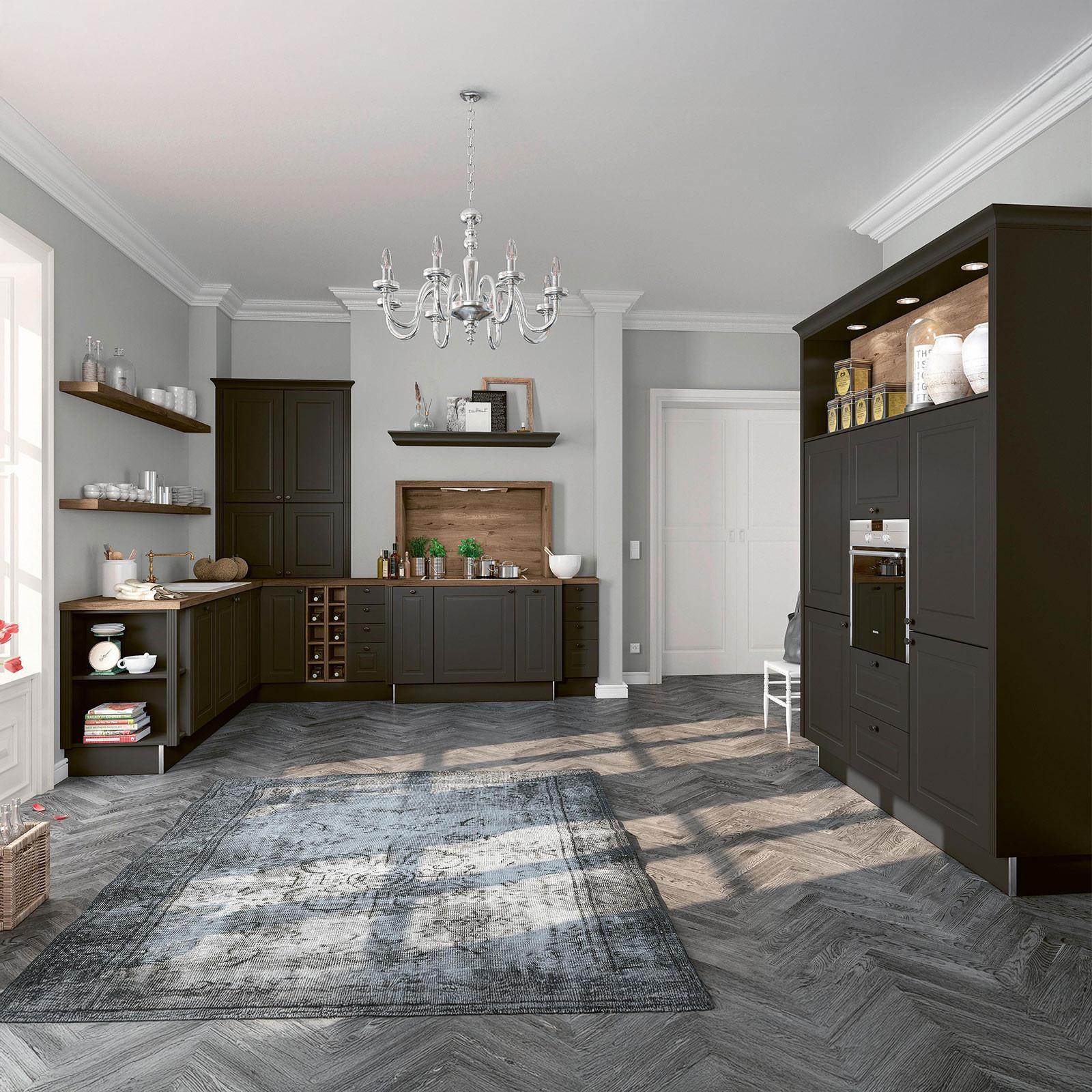 Einbauküche Ip7810 Frei Planbar Landhausstil - Eichefarben/Anthrazit, MODERN, Holzwerkstoff - Impuls