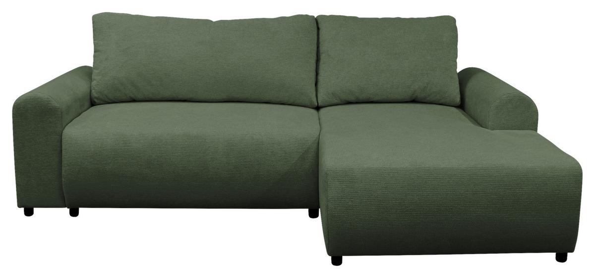 Ecksofa Velo Grün S: 250x160 cm - Schwarz/Grün, Design, Textil (250/160cm) - MID.YOU