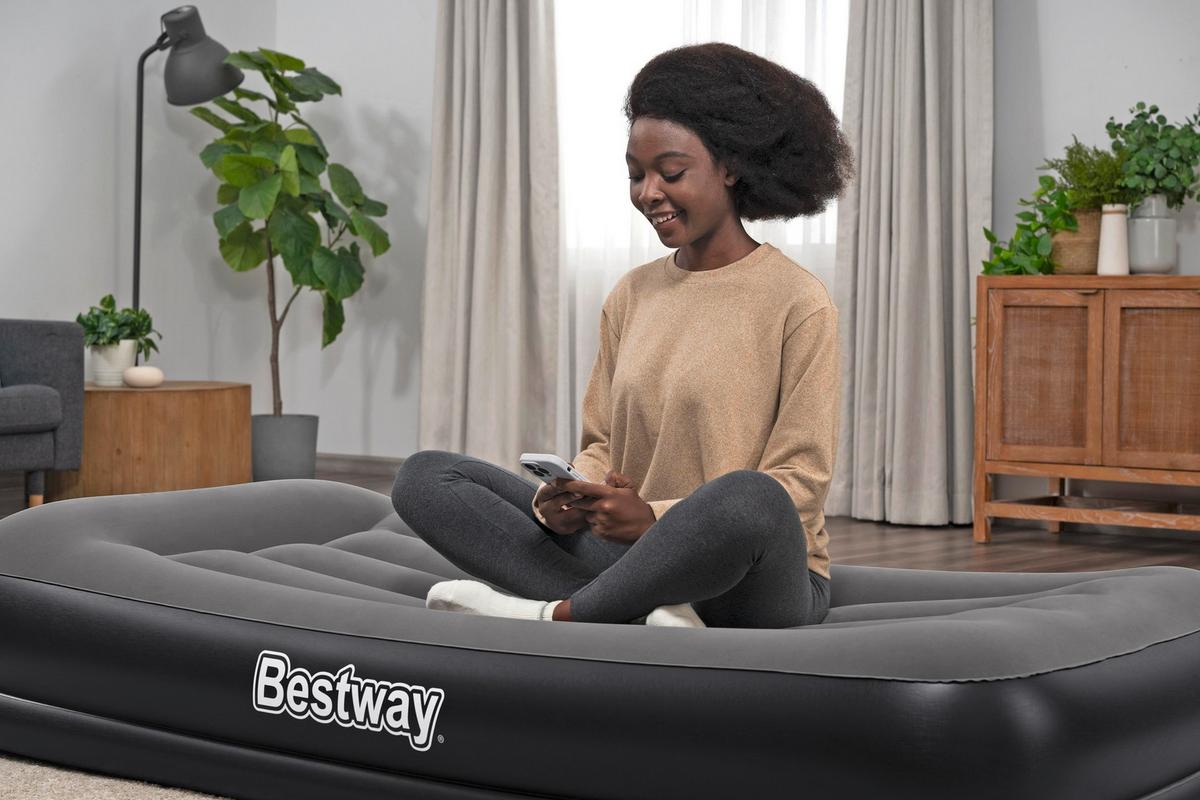 Luftbett Noah 191x97x36 cm Bis 150kg, inkl. Pumpe - Dunkelgrau/Schwarz, KONVENTIONELL, Kunststoff/Metall (191/97/36cm) - Bestway