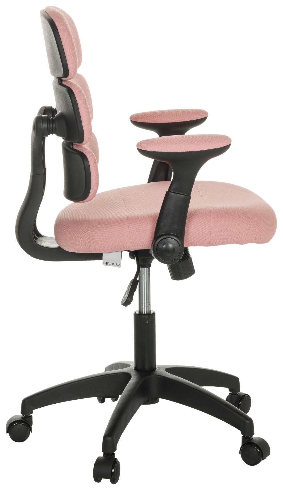 Jugenddrehstuhl Kid Ergolino B mit Armstützen Rosa Bis 100 Kg - Schwarz/Rosa, Basics, Kunststoff/Textil (62/86-97/62cm) - MID.YOU