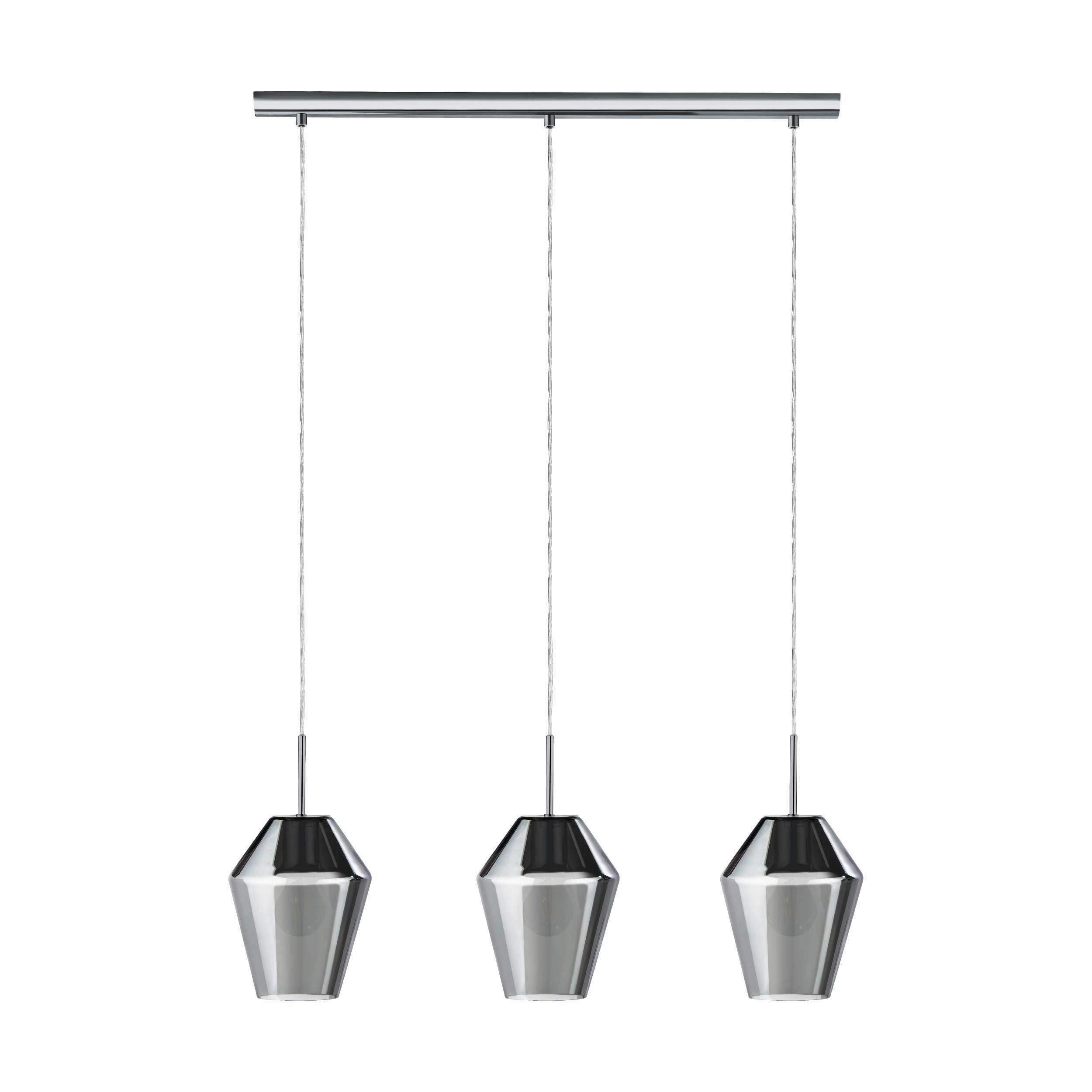 Hängeleuchte 96774* Murmillo - Chromfarben/Schwarz, Design, Glas/Metall (77/17/150cm) - Eglo