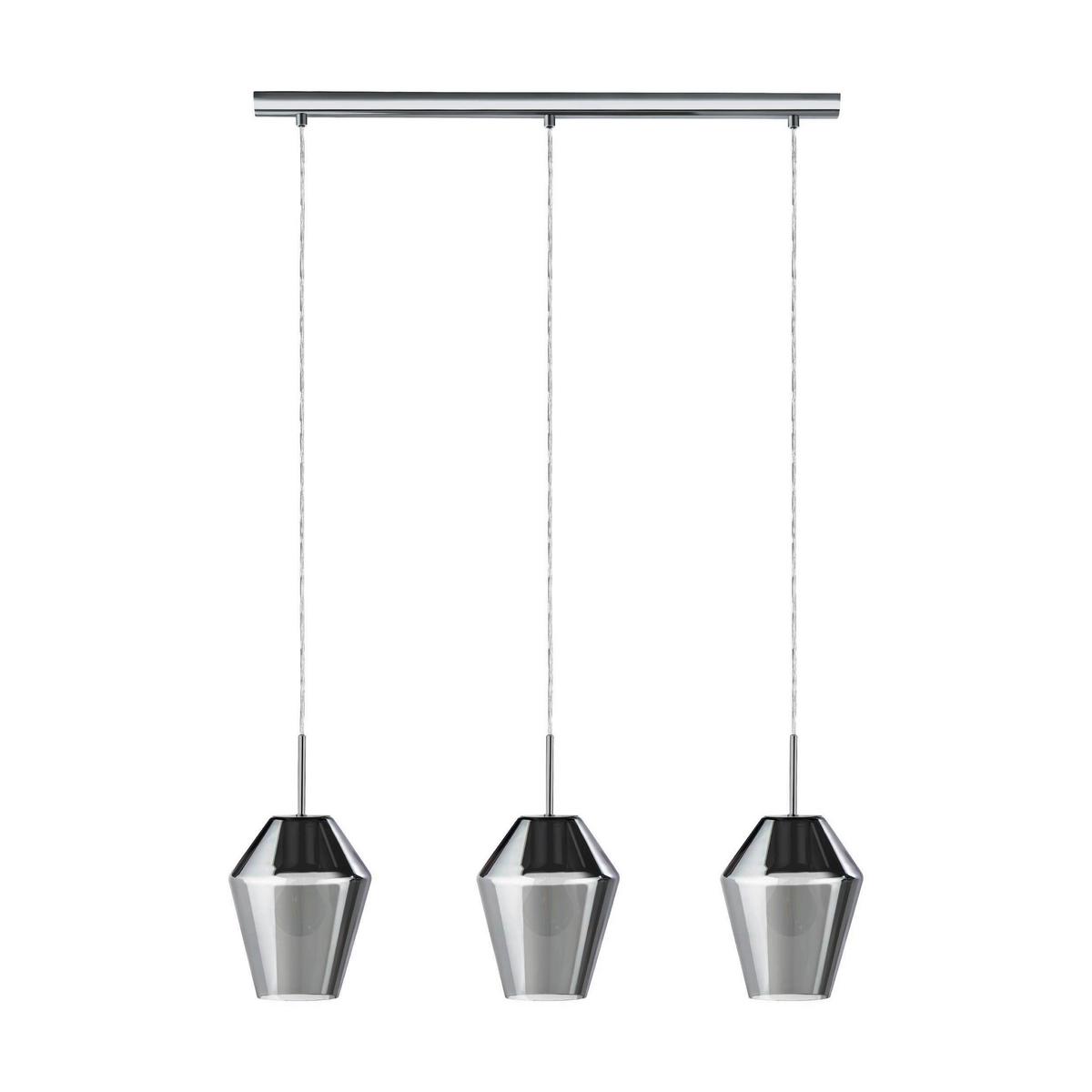 Hängeleuchte 96774* Murmillo - Chromfarben/Schwarz, Design, Glas/Metall (77/17/150cm) - Eglo