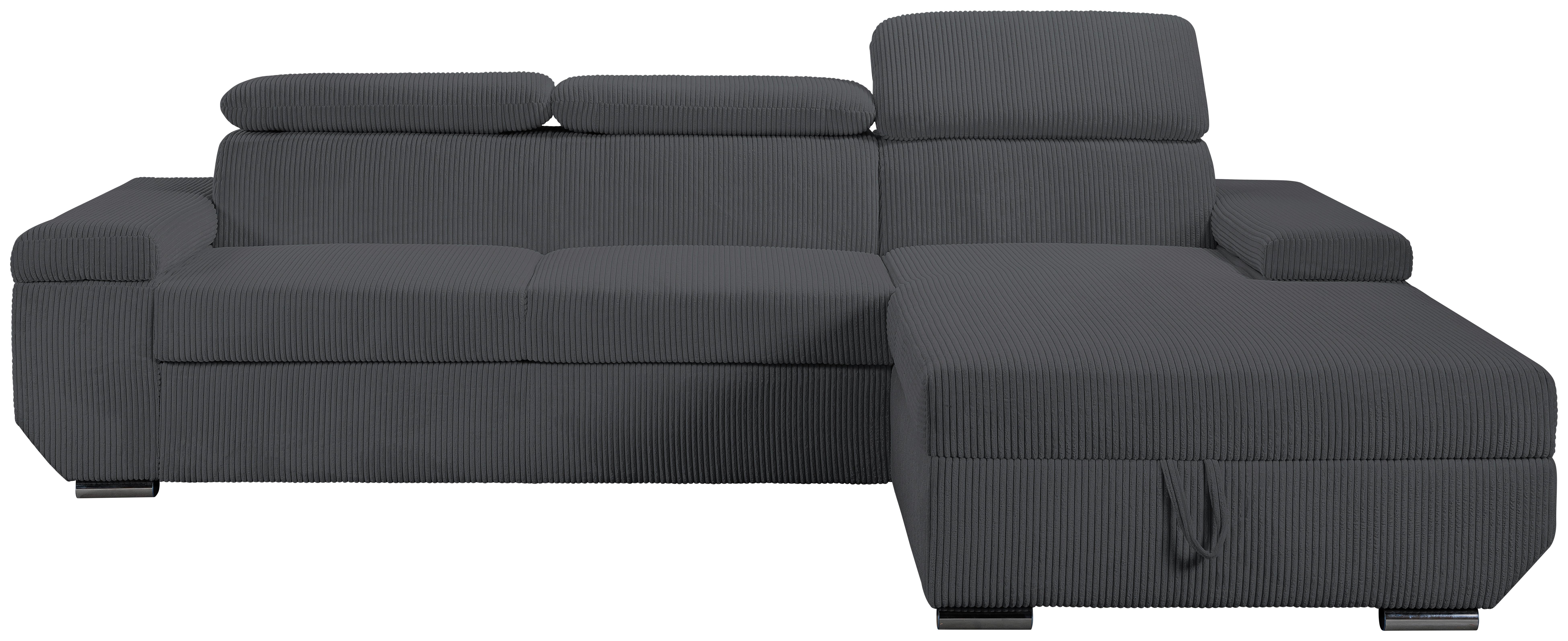 Sofa Lars Dunkelgrau, Lf: 146x240 cm - Chromfarben/Anthrazit, Design, Textil (268/189cm) - Livetastic