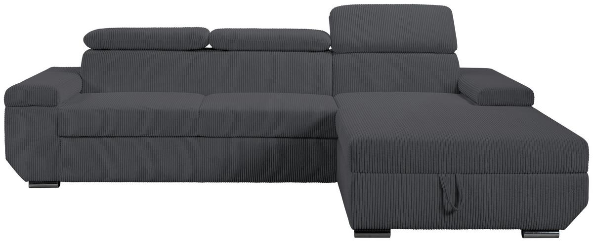 Sofa Lars Dunkelgrau, Lf: 146x240 Cm - Chromfarben/Anthrazit, Design, Textil (268/189cm) - Livetastic