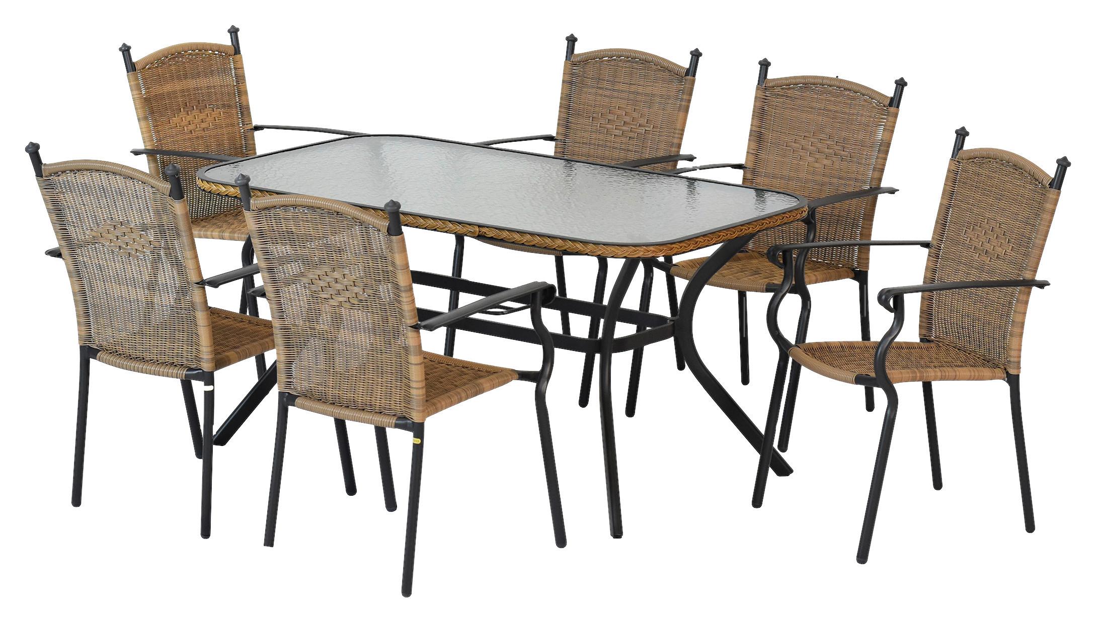 Gartenset Roma - Graphitfarben/Naturfarben, MODERN, Kunststoff/Metall - Gardenson