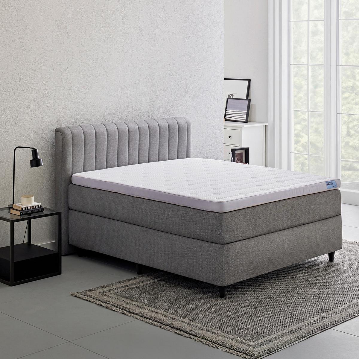 Dream Season Deluxe-Topper Grau, Weiß LF: 90x200 cm - Weiß/Grau, Basics, Textil (90/200cm) - Yatas