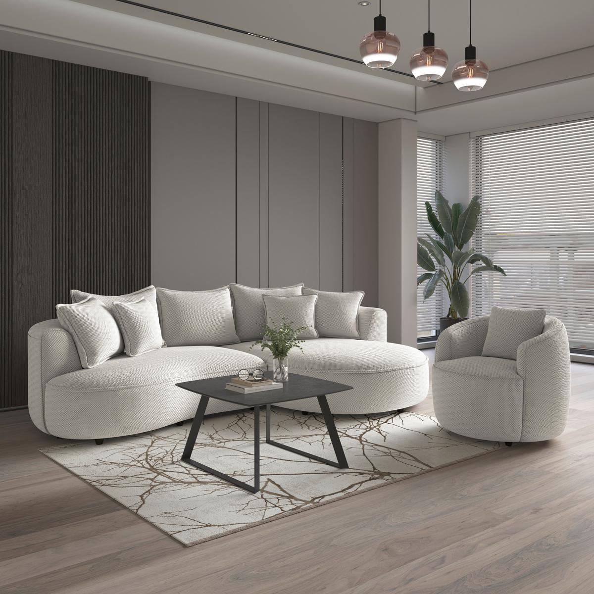 Sessel Pina - Creme/Schwarz, MODERN, Textil (81/74/81cm)