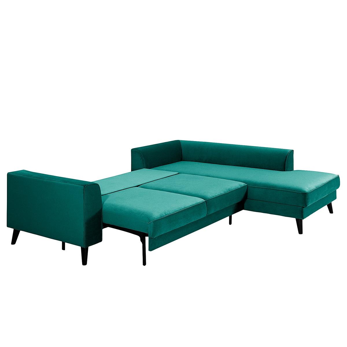 Eckschlafsofa Lumber Jack Petrol S: 264x203 Cm - Wengefarben/Petrol, MODERN, Textil (264/203cm) - Trendmanufaktur
