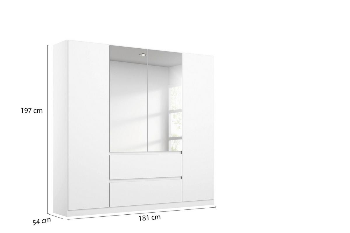 Nidda B: 181 cm Weiß Nidda - Silberfarben/Weiß, Basics, Holzwerkstoff (181/197/54cm) - Rauch Möbel