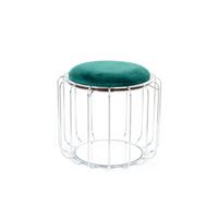 Beistelltisch/Pouf 2 in 1 Comfortable Silber/Dunkelgrün - Dunkelgrün/Silberfarben, Basics, Glas/Holzwerkstoff (50/50/45cm) - Kayoom