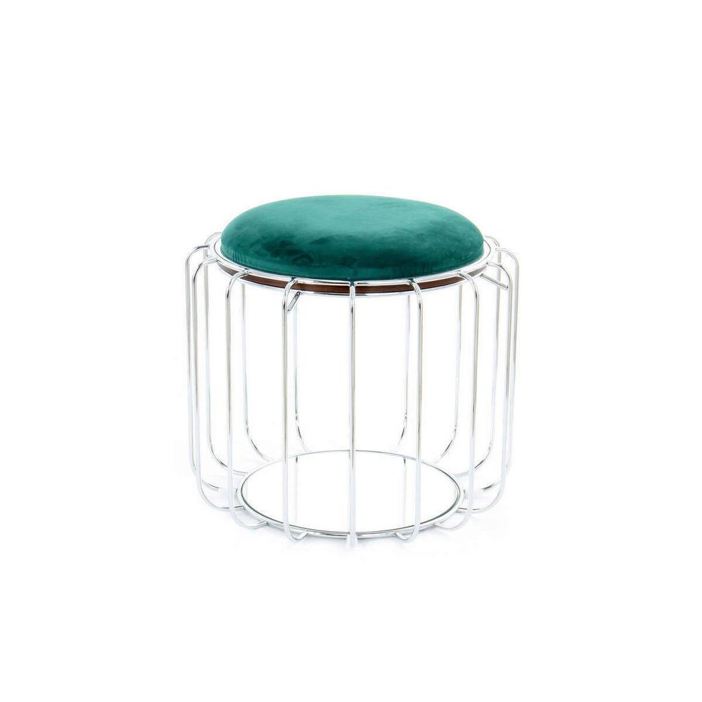 Beistelltisch/Pouf 2 in 1 Comfortable Silber/Dunkelgrün
