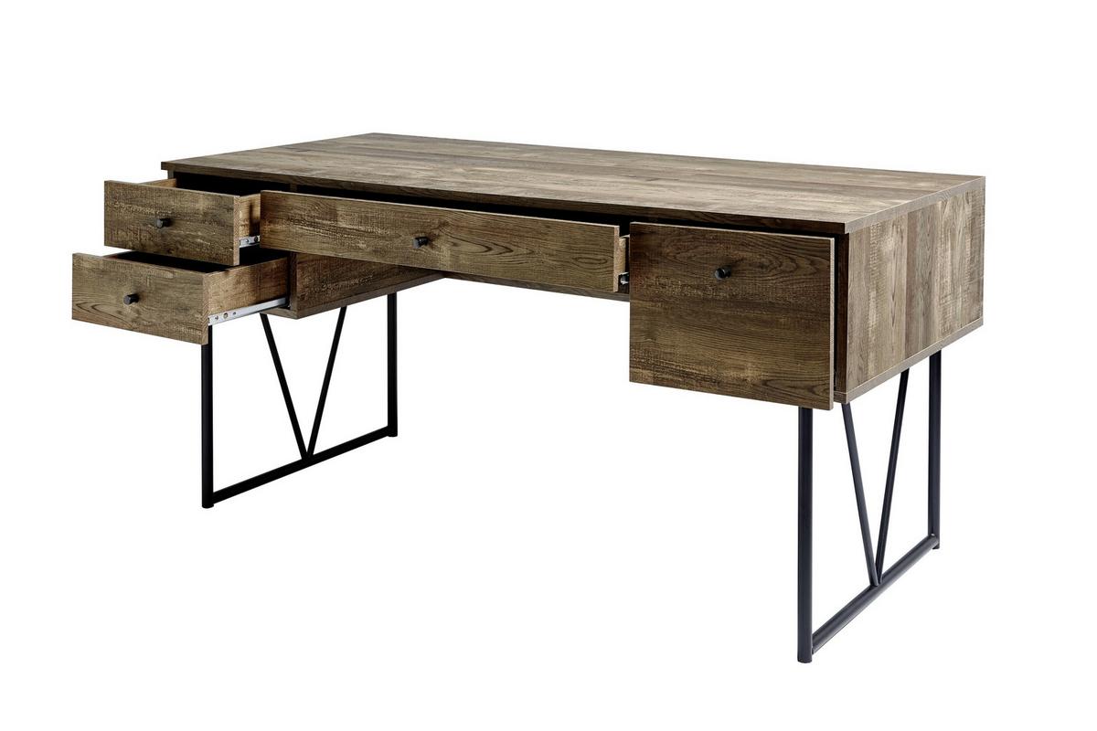 Schreibtisch Rokk S 16 - Eichefarben/Anthrazit, Design, Holzwerkstoff/Metall (160/73/77,5cm)