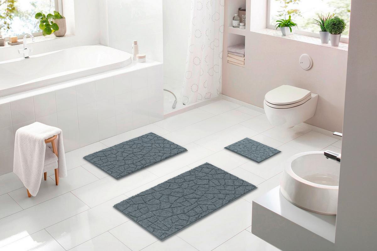 Badematte Terazzo - Anthrazit, Basics, Textil (60/90cm) - Grund
