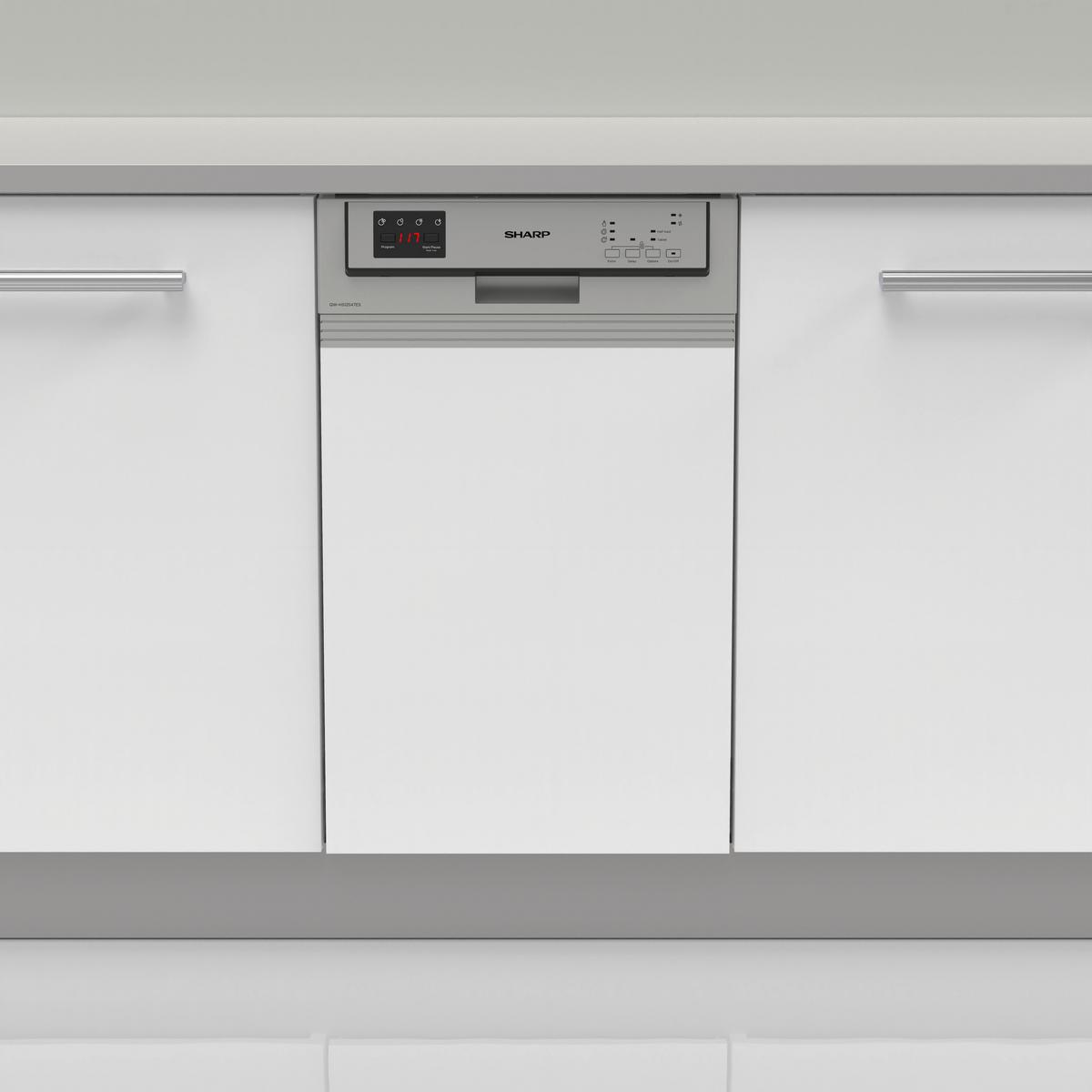 Einbau-geschirrspüler Qw-hs12s 47es-De B:44,8 Teilintegriert - Edelstahlfarben, Basics (44,8/82/57cm) - Sharp