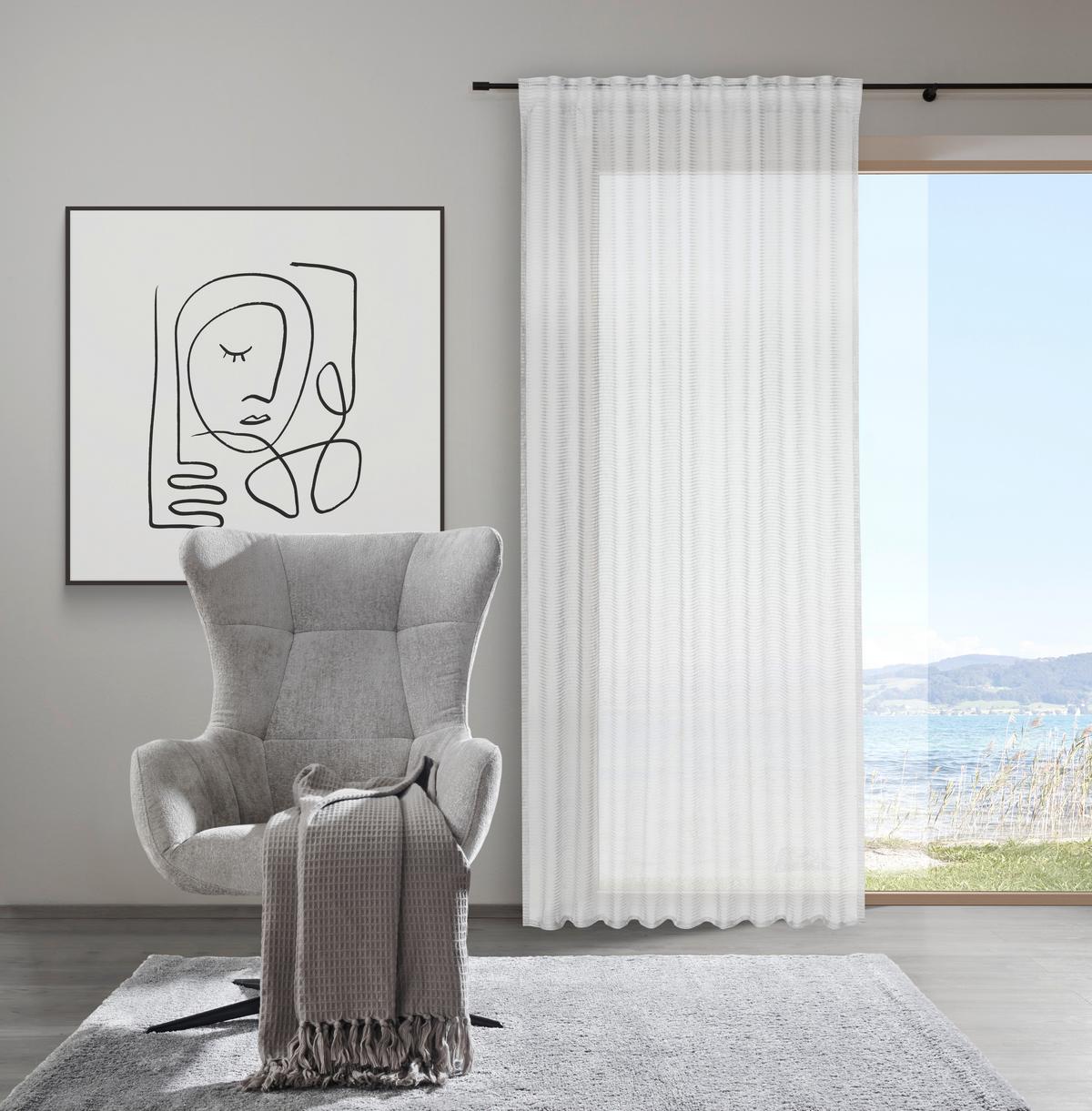 HOTOVÝ ZÁVĚS Luka, 135/245cm, bílá - bílá, Konvenční, textil (135/245cm) - Premium Living