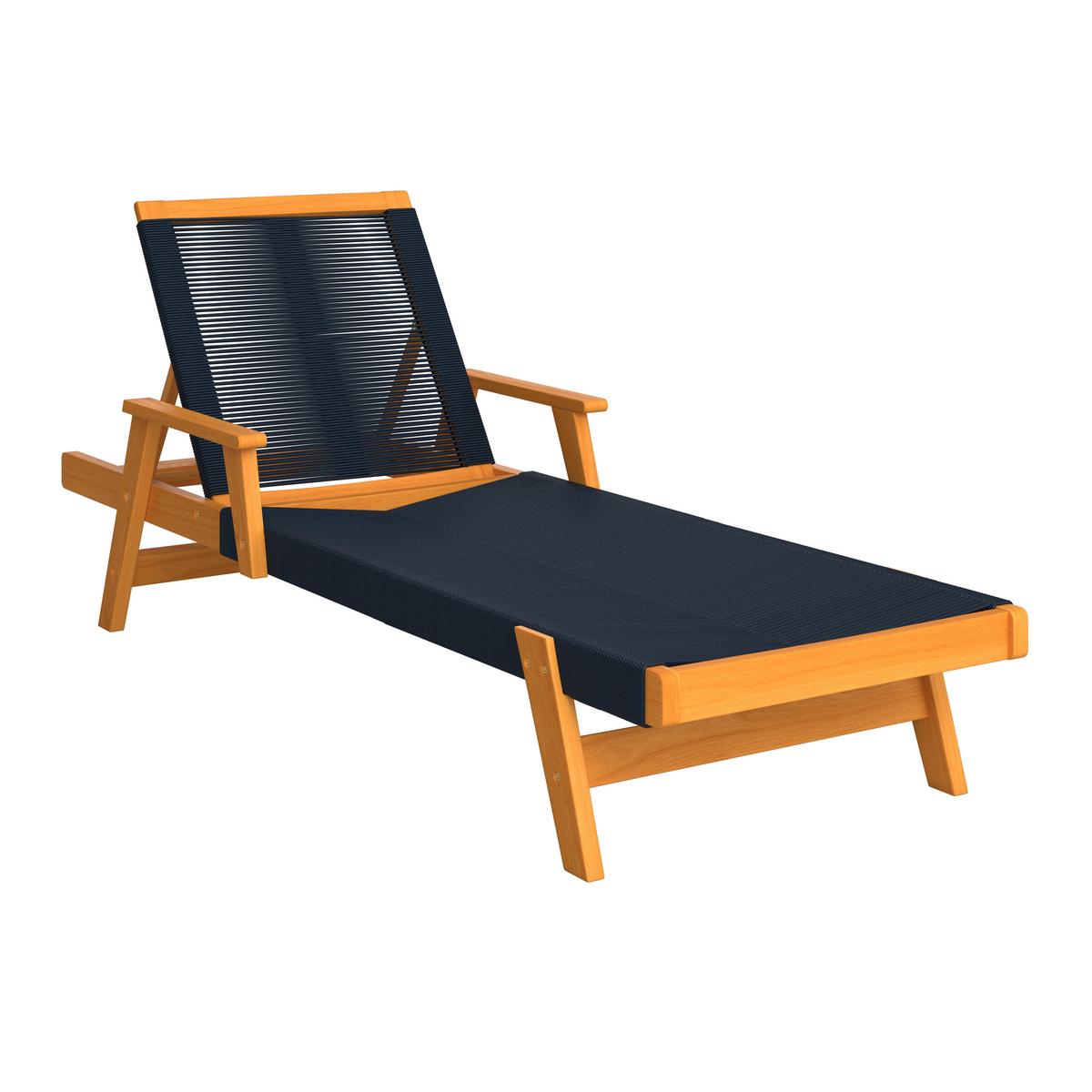 Záhradné ležadlo ENRICA - čierna/farba akácie, Modern, drevo/plast (200/73/79cm) - Bessagi Garden