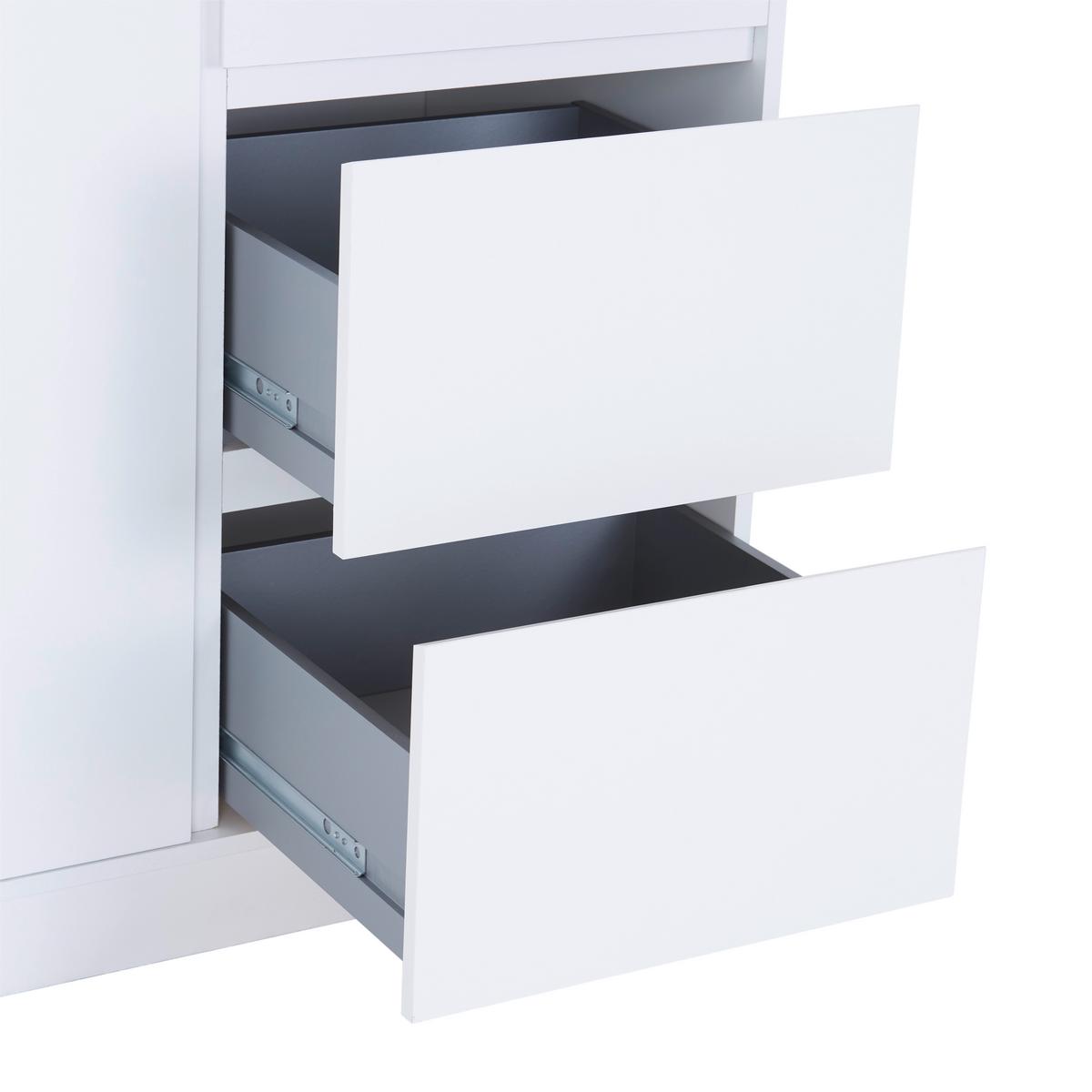 Drehtürenschrank 146,8cm Basit Weiß Dekor - Weiß, KONVENTIONELL, Holzwerkstoff (146,8/205,5/56,6cm)