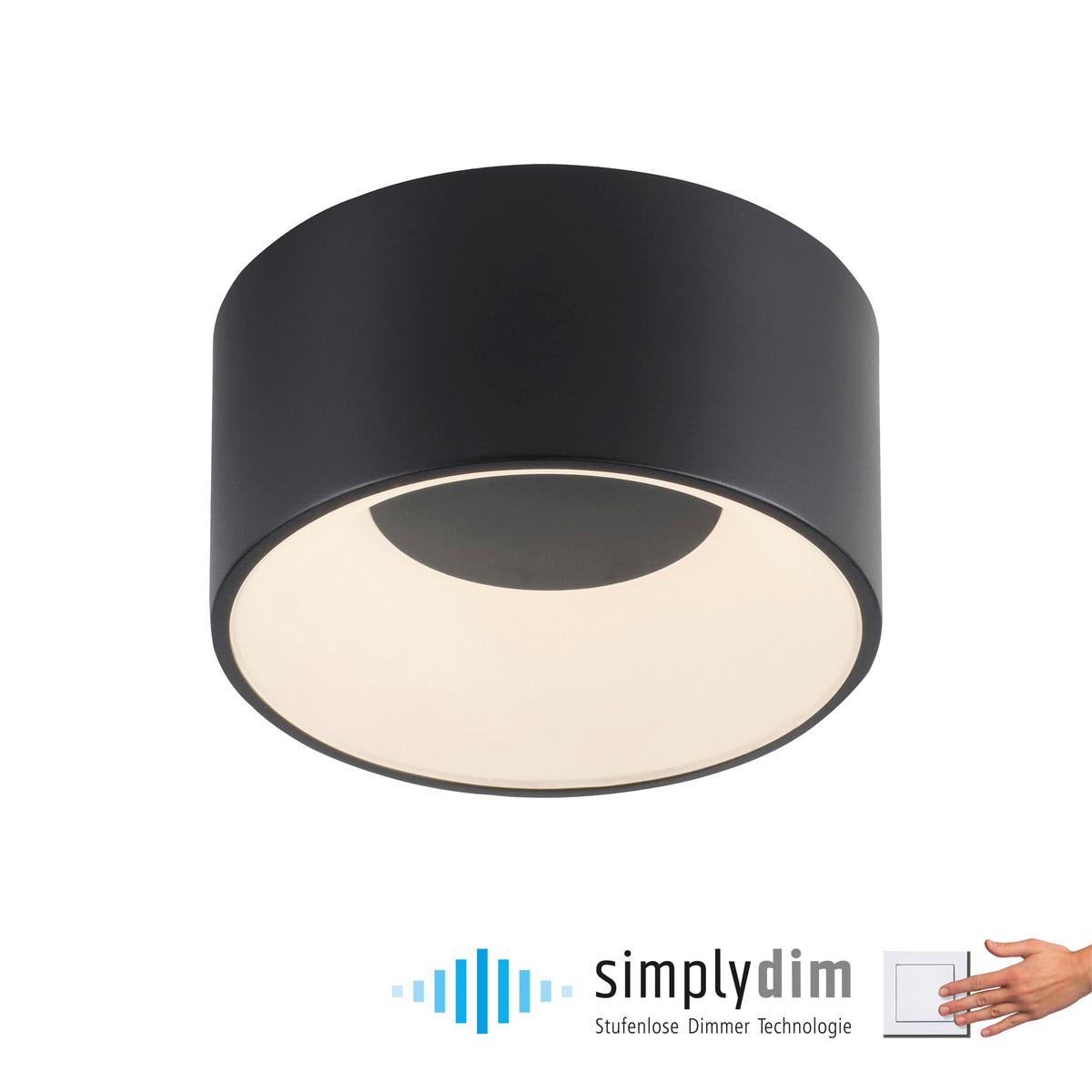 LED-Deckenleuchte 14325-18 Tanika - Schwarz, MODERN, Kunststoff/Metall (16/16/8cm)