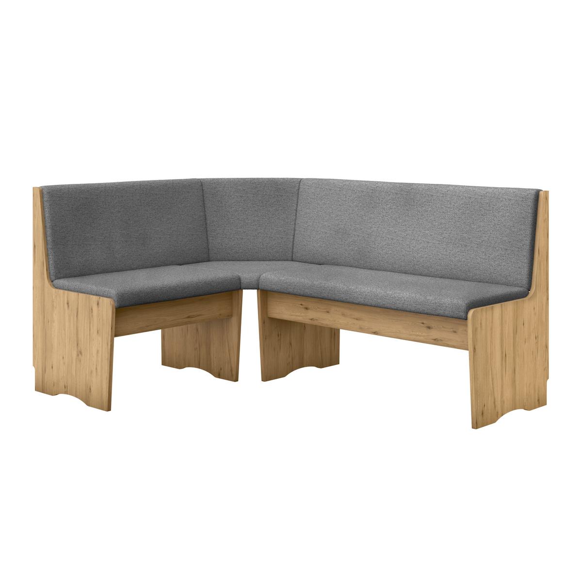 Eckbank Leipzig Webstoff dunkelgrau, 125x165cm - Dunkelgrau/Eiche Artisan, ROMANTIK / LANDHAUS, Holzwerkstoff/Textil (125/165cm)
