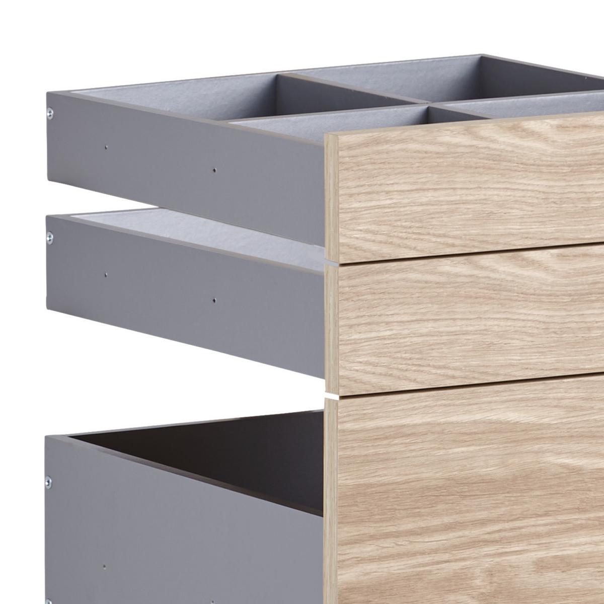 Schubladeneinsatz Unit Eiche B: 45,3 cm 3 Fächer - MODERN, Holzwerkstoff (45,3/50,3/47cm) - Ondega
